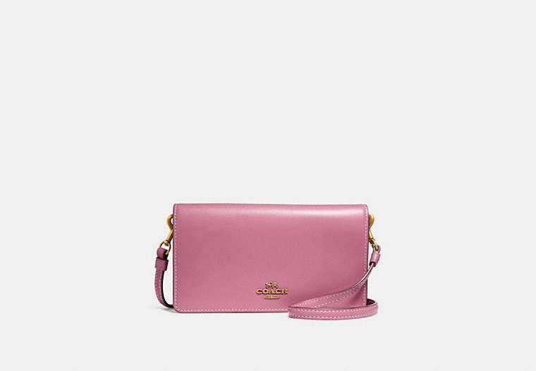 COACH®,SLIM PHONE CROSSBODY,Leather,Brass/Rose,Front View