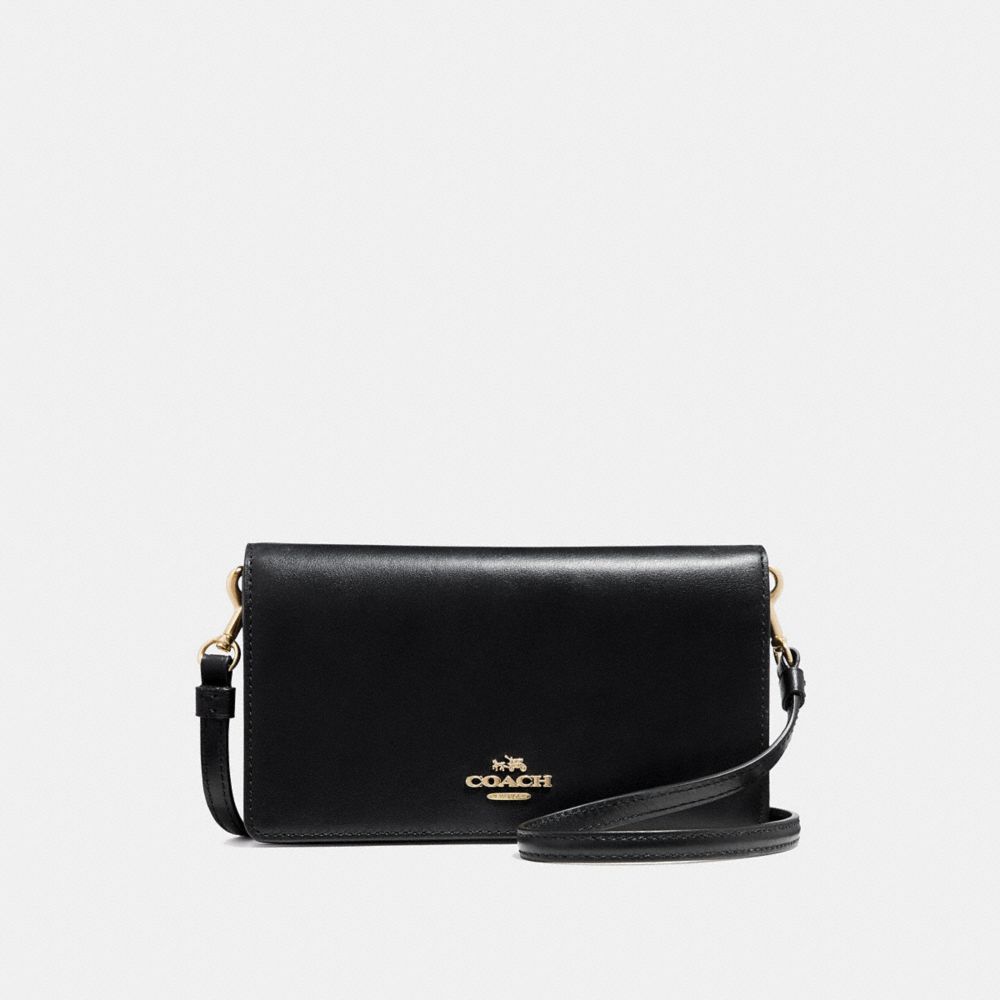 COACH®,SLIM PHONE CROSSBODY,Leather,Light Gold/Black,Front View