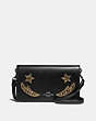 COACH®,SLIM PHONE CROSSBODY WITH CRYSTAL EMBELLISHMENT,Leather,Gunmetal/Black,Front View