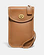 COACH®,FLAT TURNLOCK CROSSBODY 12,Leather,Brass/Light Saddle,Front View