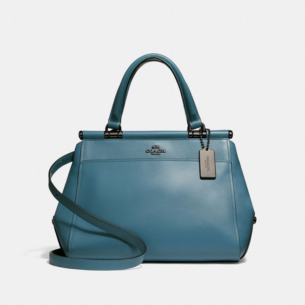COACH®,GRACE BAG,Leather,Large,Dark Gunmetal/Chambray,Front View