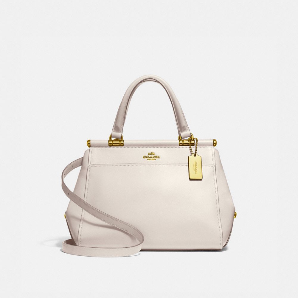 COACH®,GRACE BAG,Leather,Large,Chalk/Light Gold,Front View