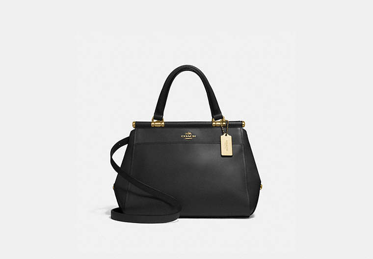 COACH®,GRACE BAG,Leather,Large,Light Gold/Black,Front View