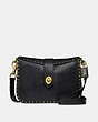 COACH®,PAGE 27 WITH RIVETS,Leather,Small,Brass/Black,Front View