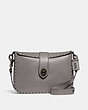 COACH®,PAGE 27 WITH RIVETS,Leather,Small,Black Copper/Heather Grey,Front View