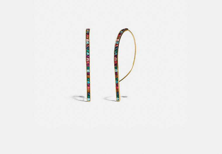 COACH®,LEGACY RAINBOW ROUNDED BAR DROP EARRINGS,Plated Brass,Gold/Legacy Multi,Front View