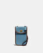 COACH®,FLAT TURNLOCK CROSSBODY 12 IN COLORBLOCK,Leather,Brass/Pacific Blue Multi,Front View