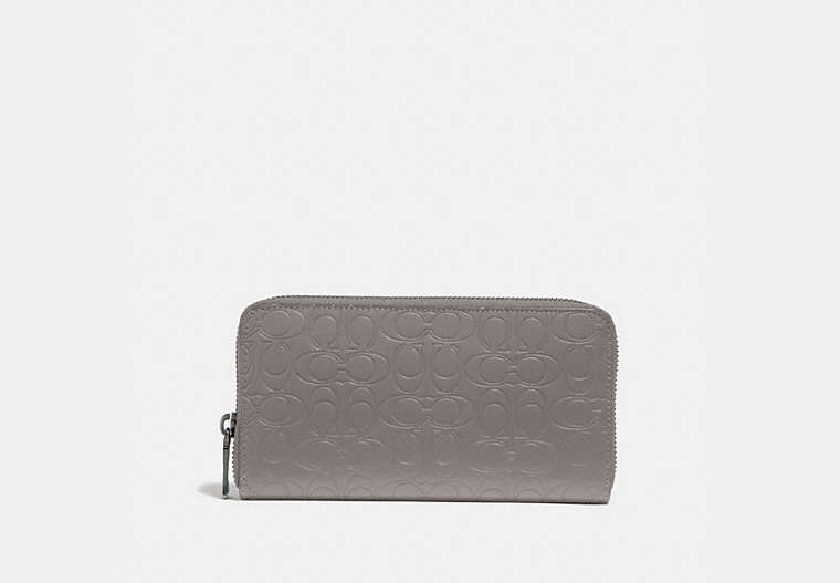 COACH®,ACCORDION WALLET IN SIGNATURE LEATHER,Leather,HEATHER GREY,Front View image number 0