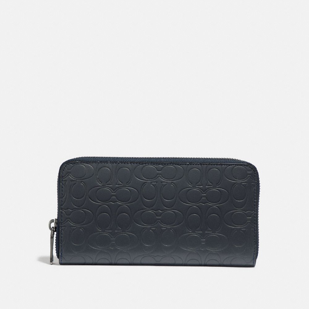 COACH®,ACCORDION WALLET IN SIGNATURE LEATHER,Leather,Midnight,Front View