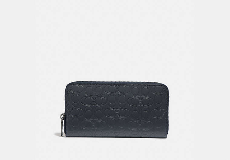 COACH®,ACCORDION WALLET IN SIGNATURE LEATHER,Leather,Midnight,Front View