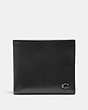 COACH®,DOUBLE BILLFOLD WALLET WITH SIGNATURE HARDWARE,Leather,Black,Front View