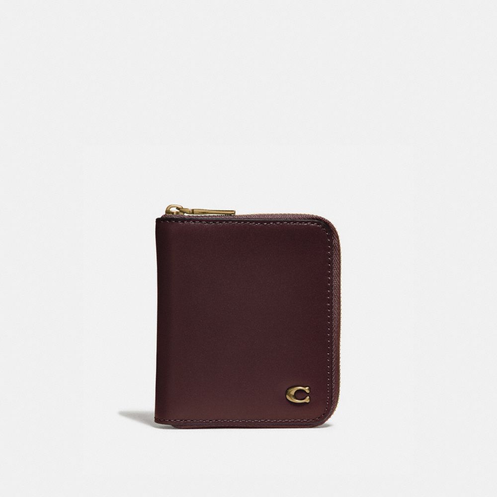 COACH Refined Calfskin Leather Zip Card Case