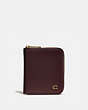COACH®,SMALL ZIP AROUND WALLET WITH SIGNATURE HARDWARE,Leather,OXBLOOD,Front View