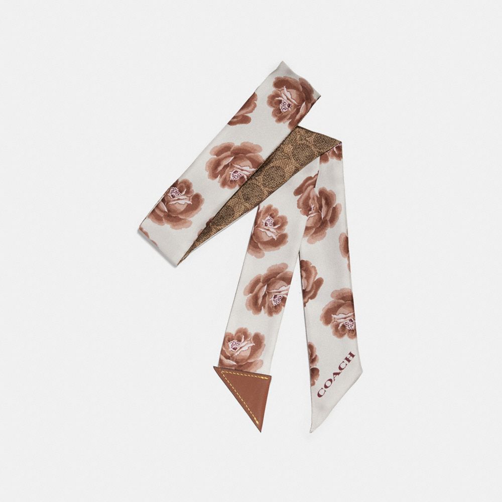 COACH®,ROSE SKINNY SCARF,Mixed Material,Chalk,Front View