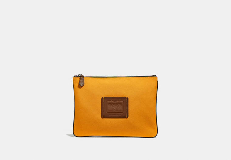 COACH®,MULTIFUNCTIONAL POUCH,Leather,MAIZE,Front View