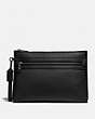 COACH®,ACADEMY POUCH,Pebbled Leather,Medium,Black,Front View