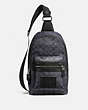 COACH®,ACADEMY PACK IN SIGNATURE CANVAS,pvc,Medium,Gunmetal/Charcoal,Front View
