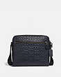 COACH®,METROPOLITAN CAMERA BAG IN SIGNATURE LEATHER,Leather,Small,Black Antique Nickel/Midnight Navy,Front View