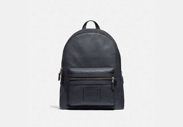 COACH®,ACADEMY BACKPACK,Pebbled Leather,X-Large,Midnight Navy/Black Copper,Front View