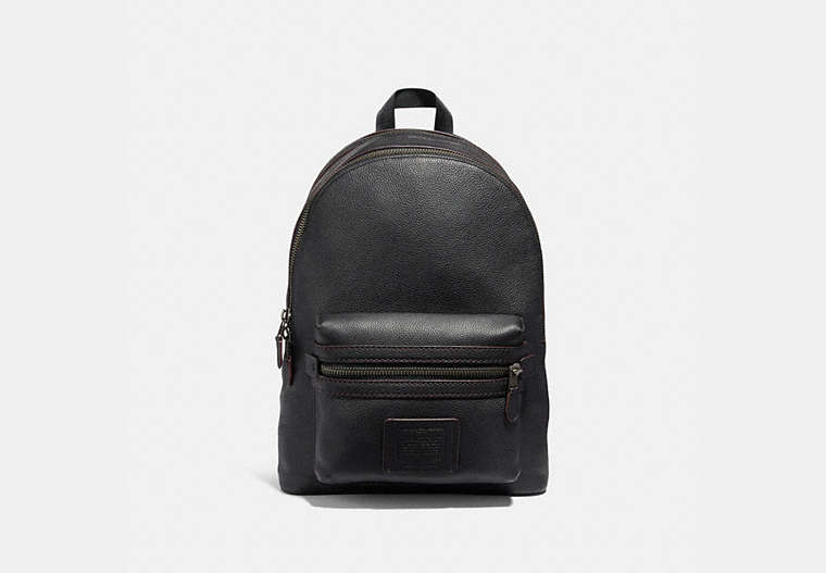 COACH®,ACADEMY BACKPACK,Pebbled Leather,X-Large,Black Copper/Black,Front View image number 0