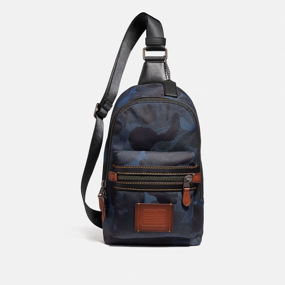 COACH®,ACADEMY PACK WITH CAMO PRINT,Mixed Material,Denim/Black Copper,Front View