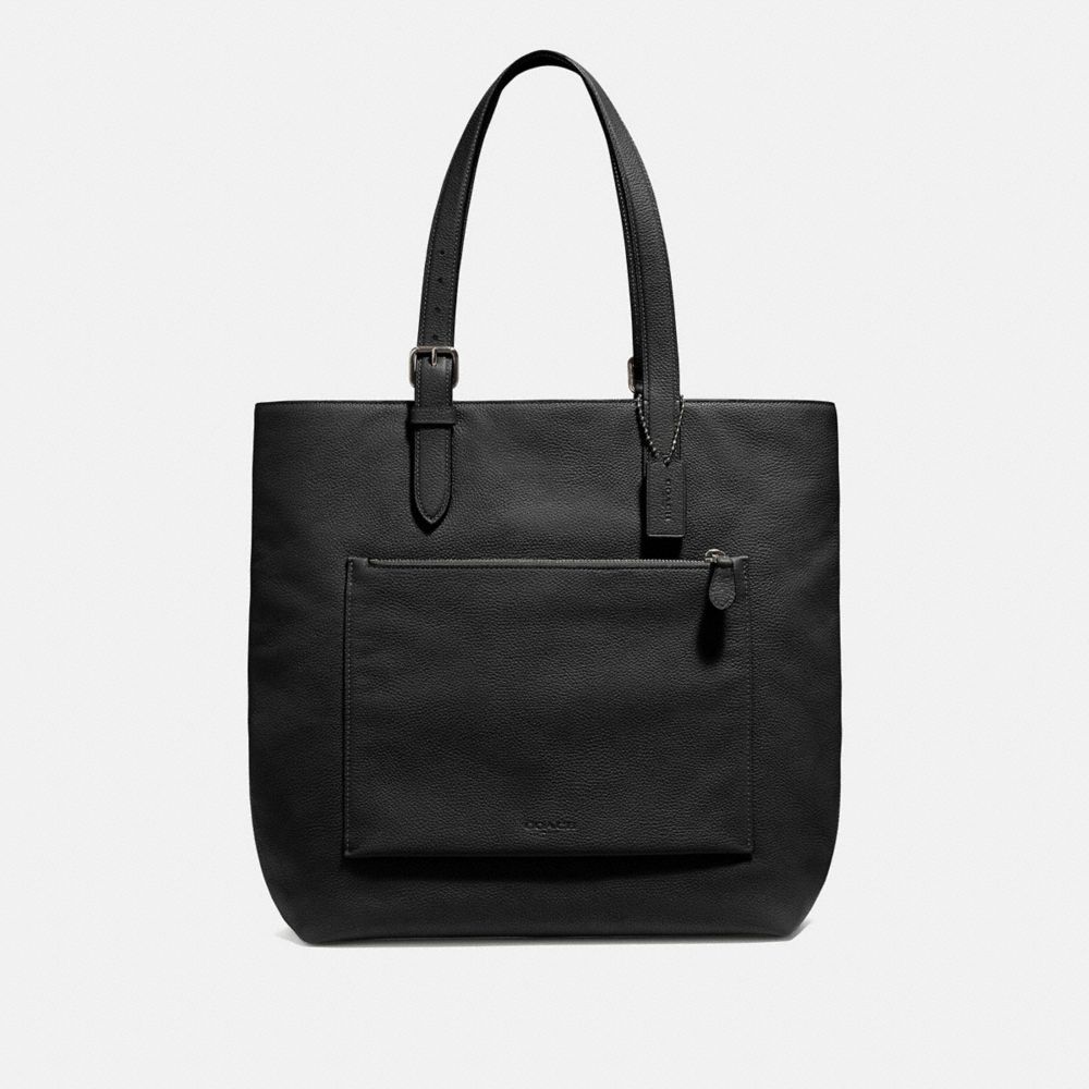 COACH®,METROPOLITAN SOFT TOTE,Pebbled Leather,Large,Black Antique Nickel/Black,Front View