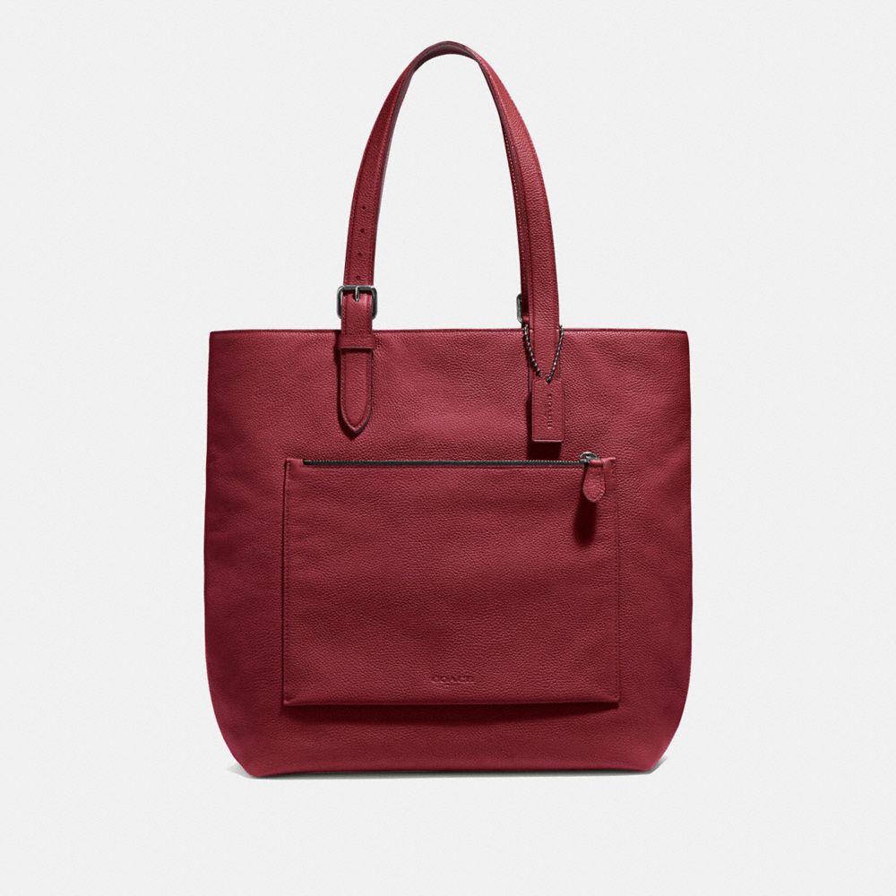 COACH®,METROPOLITAN SOFT TOTE,Pebbled Leather,Large,Red Currant/Black Antique Nickel,Front View