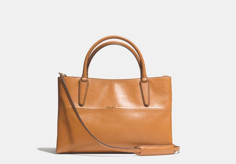 COACH®,SOFT BOROUGH BAG IN NAPPA LEATHER,Leather,Large,GD/TAN,Front View