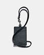 COACH®,ID LANYARD,Leather,Gunmetal/Cypress,Front View