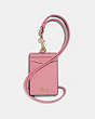 COACH®,ID LANYARD,Leather,Gunmetal/True Pink,Front View