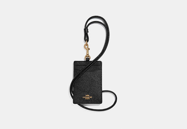 COACH®,ID LANYARD,Leather,Light Gold/Black,Front View