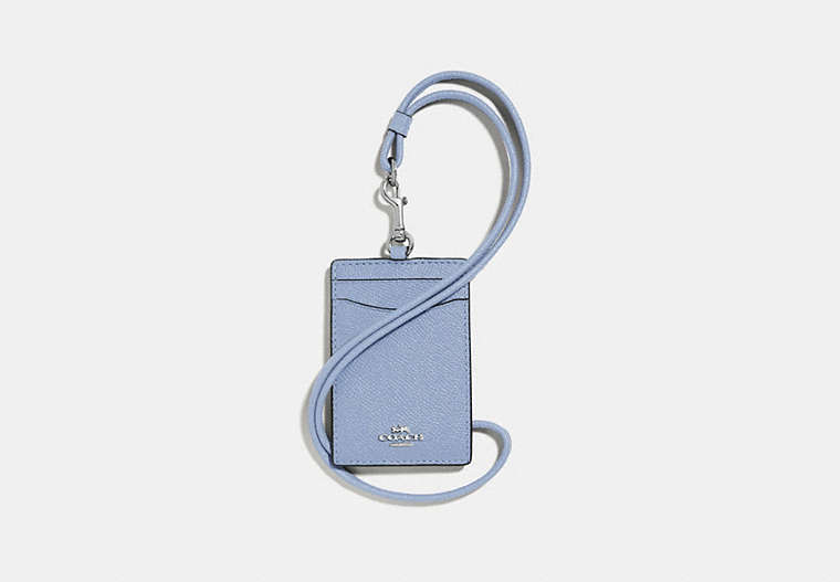 COACH®,ID LANYARD,Leather,Silver/Mist,Front View