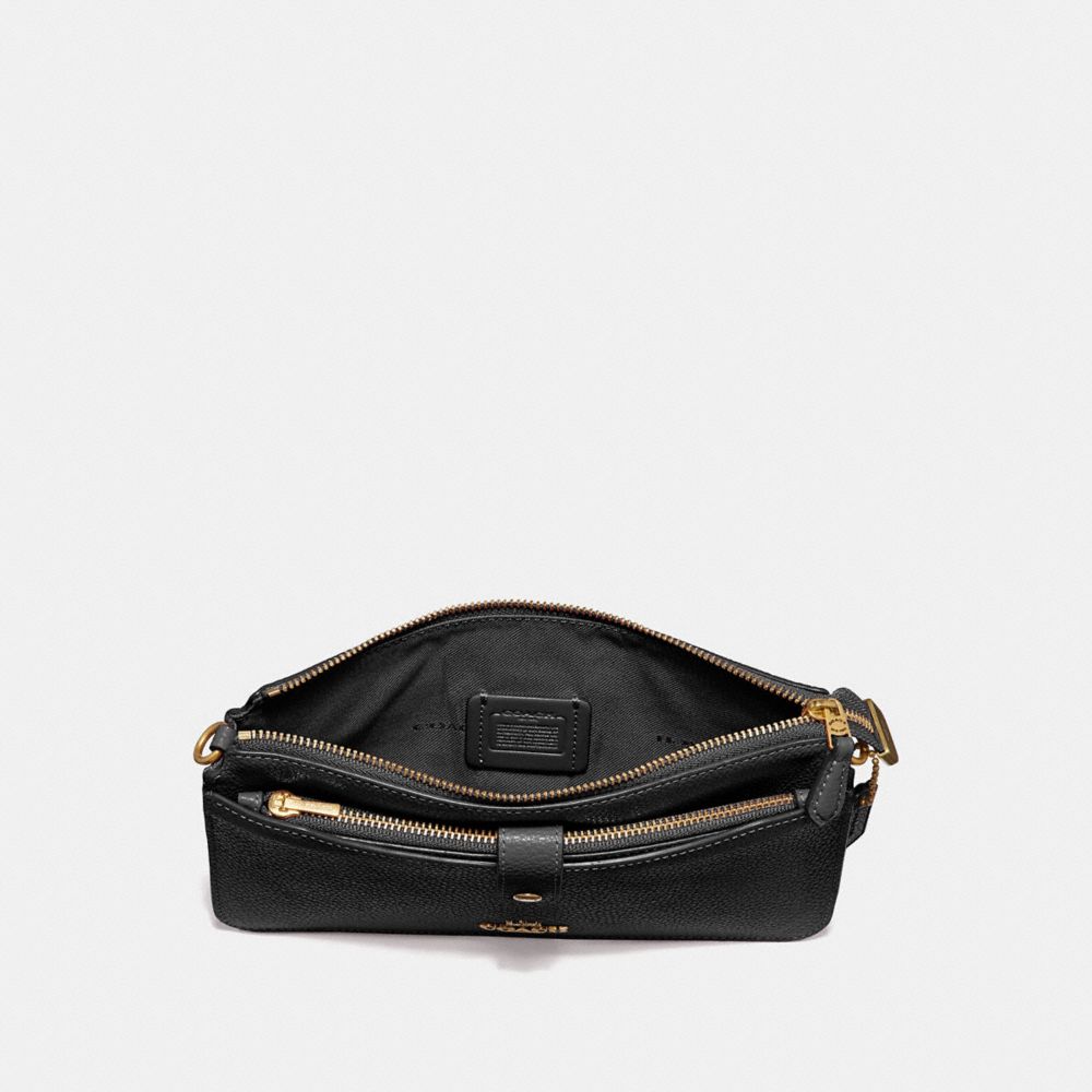 COACH®,NOA POP-UP MESSENGER,Leather,Mini,Light Gold/Black,Inside View,Top View