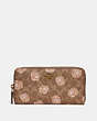 COACH®,ACCORDION ZIP WALLET IN SIGNATURE ROSE PRINT,Coated Canvas,Brass/Tan,Front View