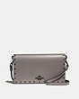 COACH®,SLIM PHONE CROSSBODY WITH RIVETS,Leather,Black Copper/Heather Grey,Front View