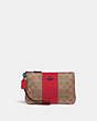 COACH®,SMALL WRISTLET IN COLORBLOCK SIGNATURE CANVAS,canvas,Medium,Pewter/Tan Red Apple,Front View