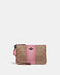 COACH®,SMALL WRISTLET IN COLORBLOCK SIGNATURE CANVAS,canvas,Medium,Pewter/Tan True Pink,Front View