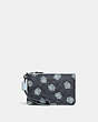 COACH®,SMALL WRISTLET IN SIGNATURE ROSE PRINT,Coated Canvas,Charcoal/Sky/Dark Gunmetal,Front View
