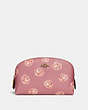 COACH®,COSMETIC CASE 17 WITH ROSE PRINT,Coated Canvas,Brass/Rose Print,Front View