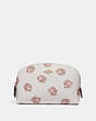 COACH®,COSMETIC CASE 17 WITH ROSE PRINT,Coated Canvas,Chalk Rose Print/Light Gold,Front View