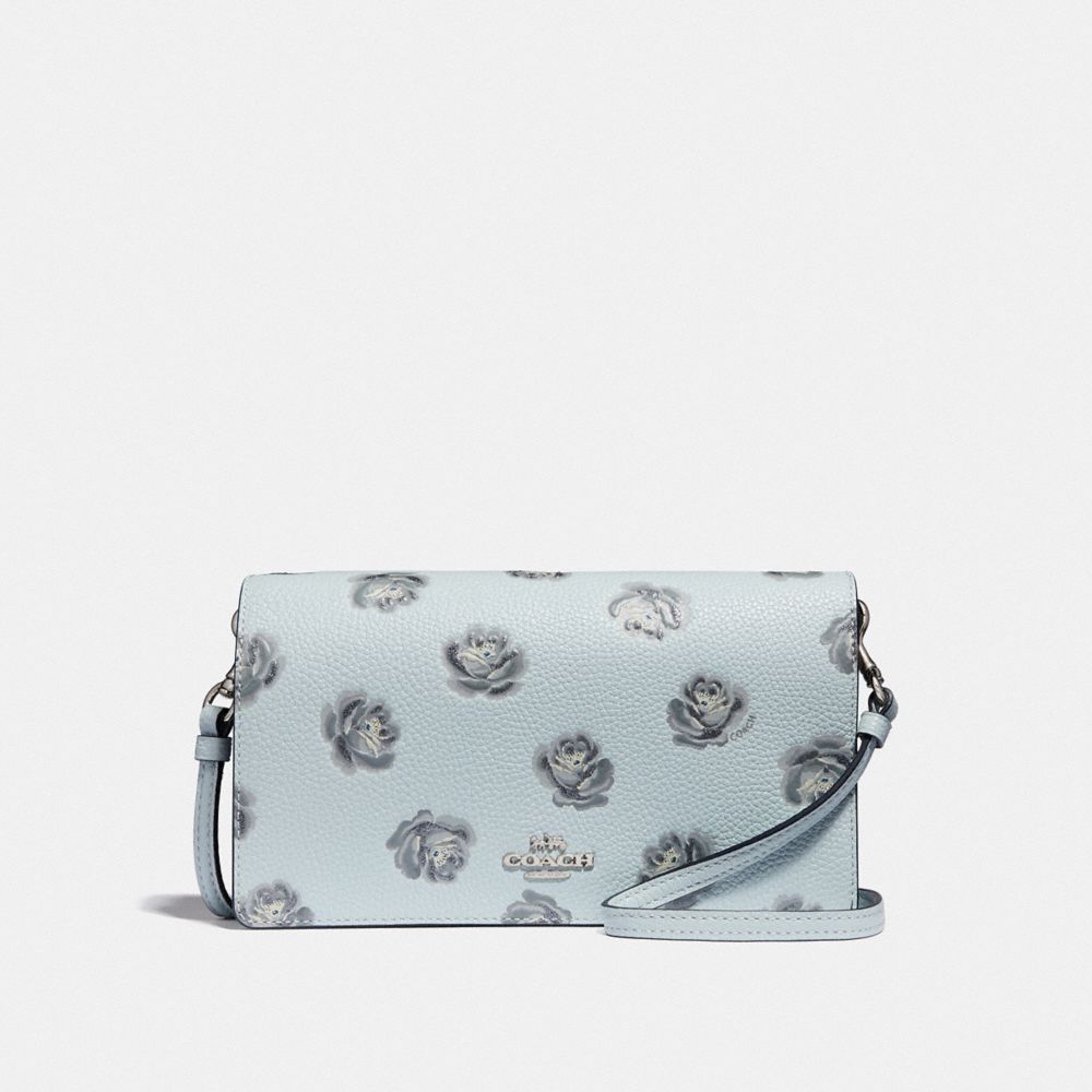 Foldover Crossbody Clutch With Rose Print