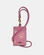 COACH®,ID LANYARD WITH ROSE PRINT,Coated Canvas,Brass/Rose Print,Front View