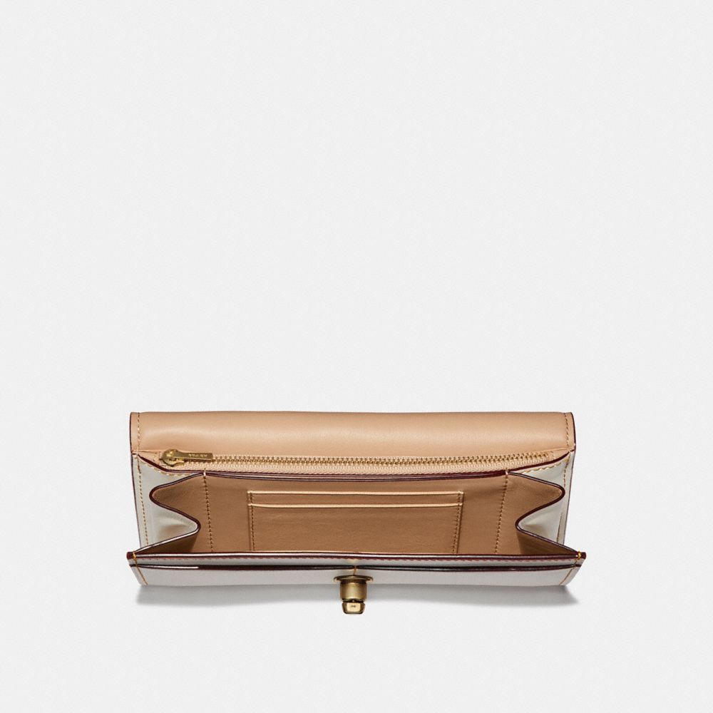 COACH®,ENVELOPE WALLET IN SIGNATURE ROSE PRINT,Coated Canvas,Brass/Tan,Inside View,Top View