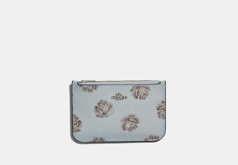 Zip Card Case With Rose Print