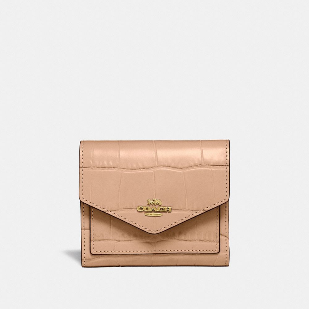 COACH®,SMALL WALLET,Leather,Gold/Beechwood,Front View