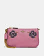 COACH®,NOLITA WRISTLET 19 WITH LEATHER SEQUIN APPLIQUE,Leather,Brass/Rose,Front View