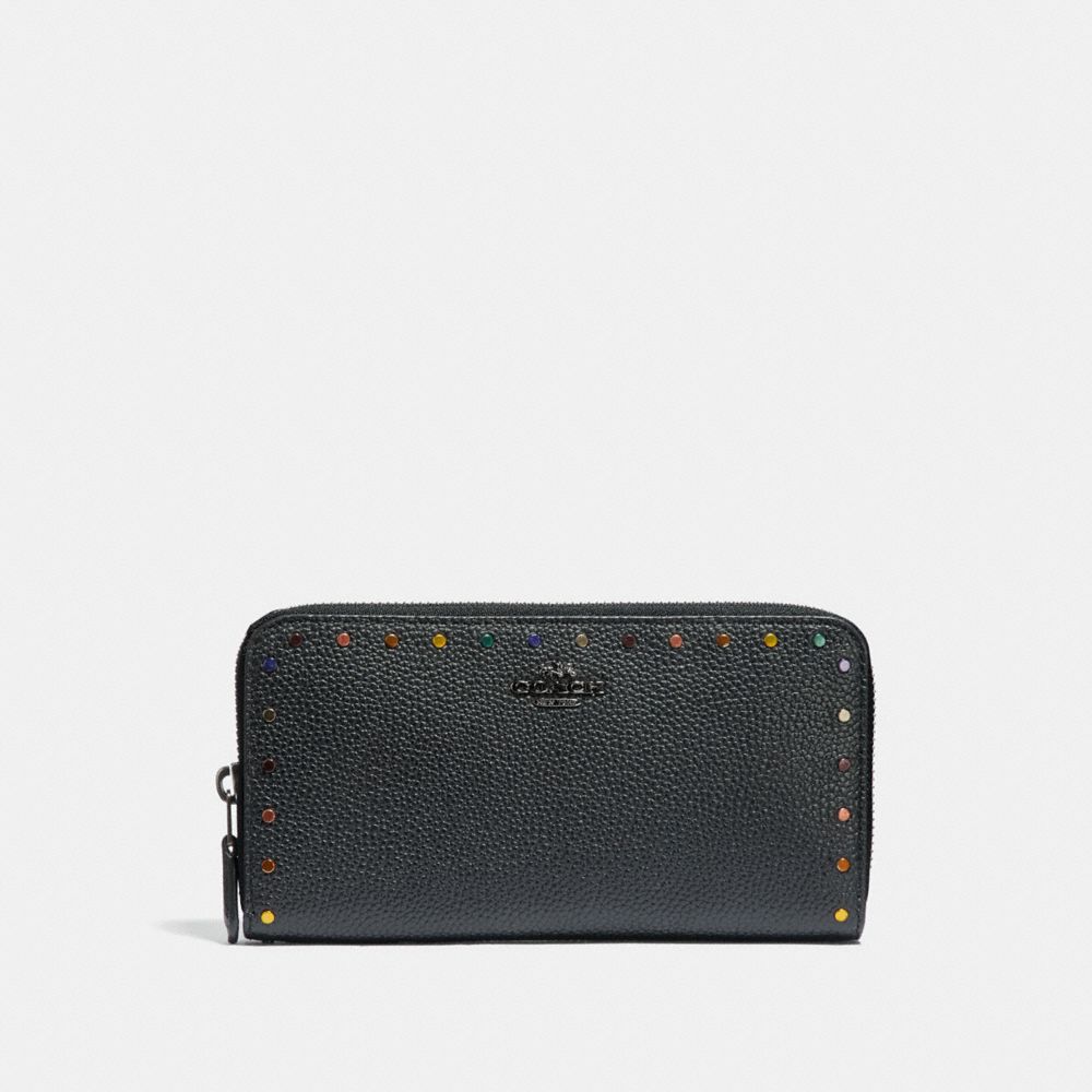 COACH Accordion Zip Wallet With Rainbow Rivets