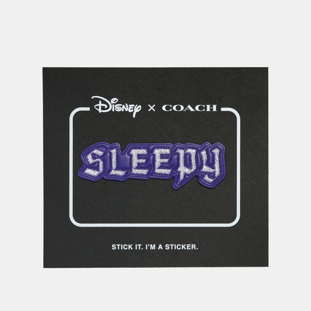 COACH®,DISNEY X COACH SLEEPY STICKER,Leather,PURPLE MULTI,Front View