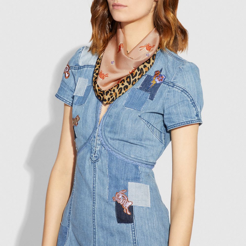 Rabbit Mixed Print Diamond Scarf