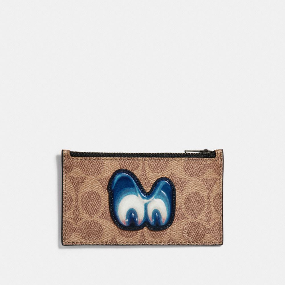 Disney X Coach Zip Card Case In Signature With Patch